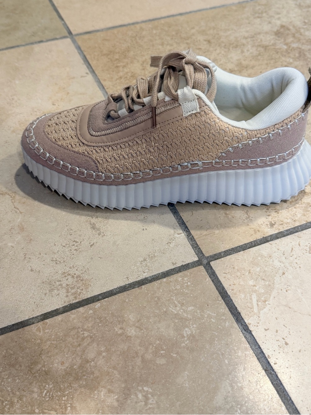 Woven Platform Sneakers in Blush Beige - Picture 10 of 11